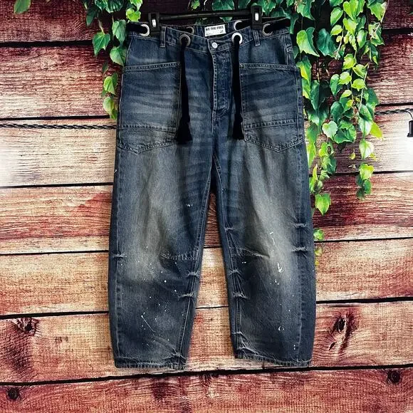 Free People We The Free Moxie Pull-On Barrel Jeans Size 29 Painter Wide Leg - Picture 2 of 6